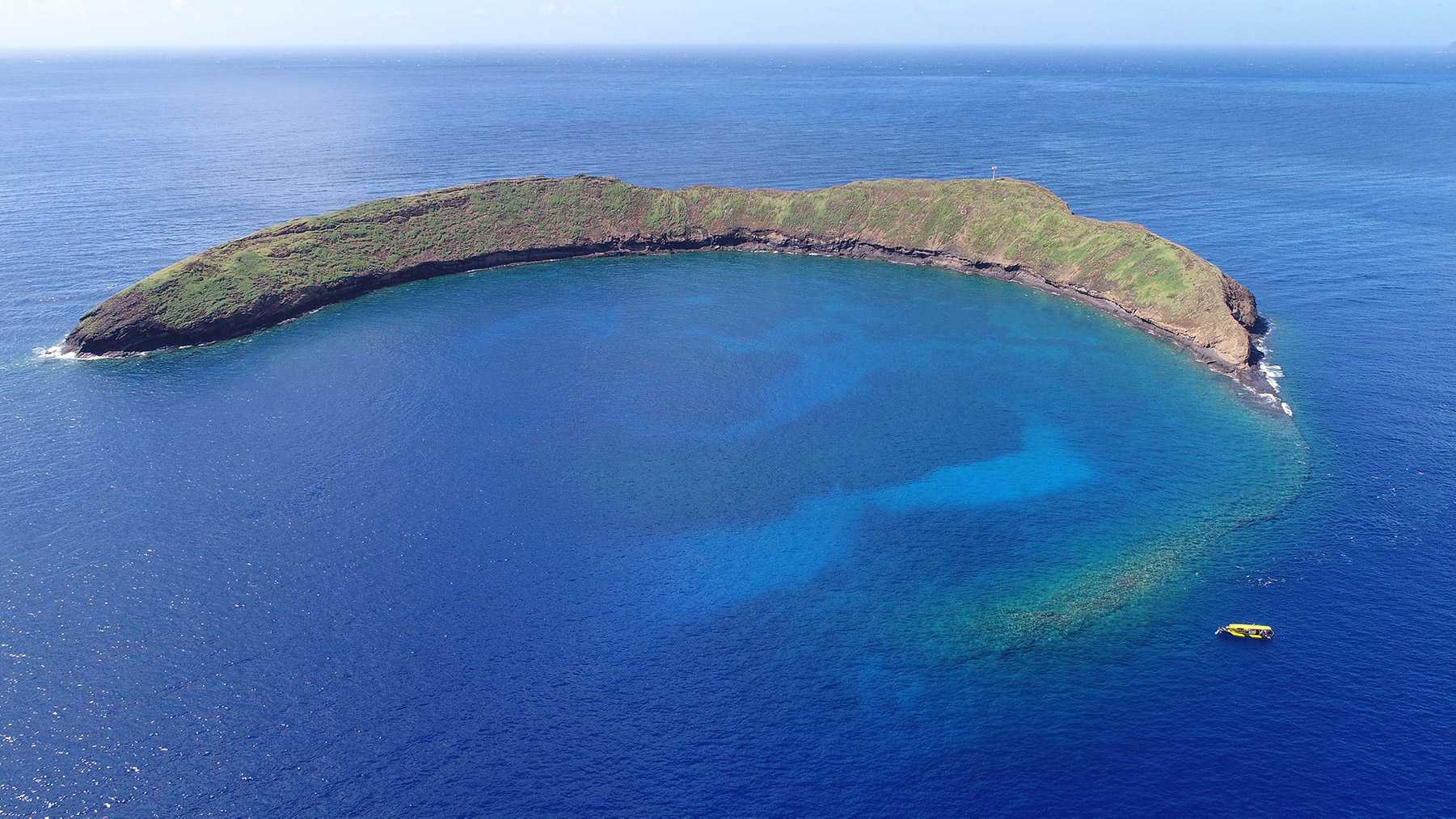 Arial photo of Molokini Crater