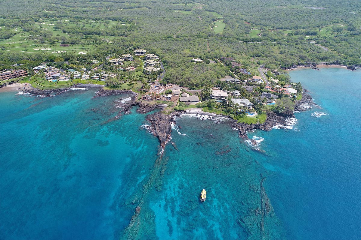 Arial photo of Turtle Town snorkeling spot